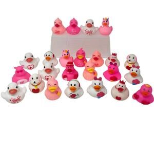 NWT ~ 24 Rubber Ducks Pink White Unicorn Bear Dog Toy Party Gifts Classroom